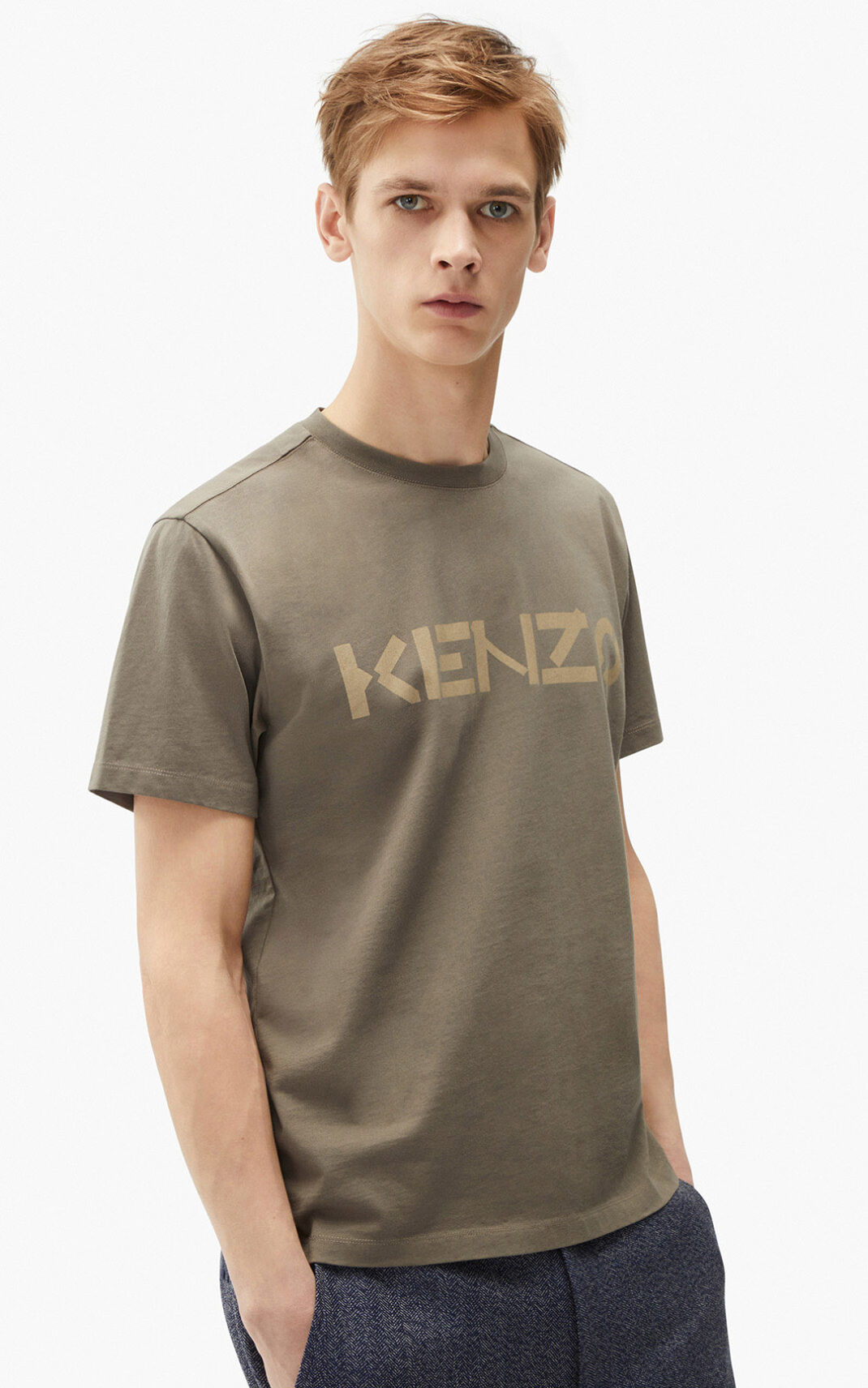 Kenzo Logo μπλουζακια ανδρικα ανοιχτο γκρι | GR706098